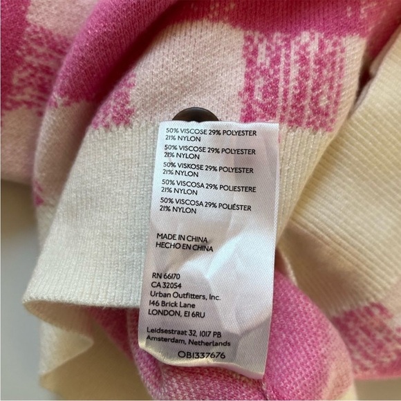 Anthropologie Maeve Jacquard Sweater 3/4 Length Sleeve Tee Checkered Crewneck - Picture 7 of 8